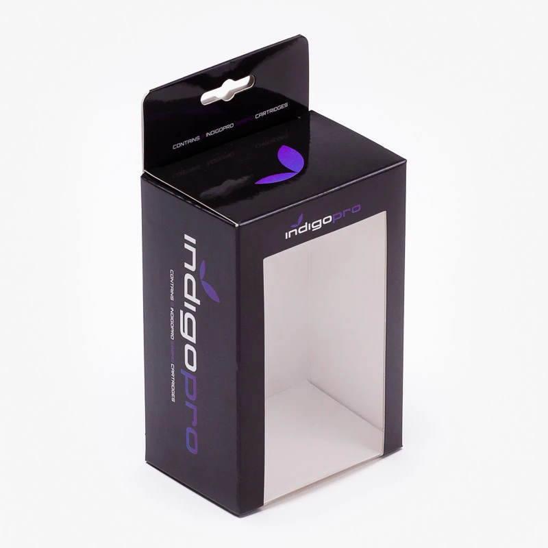 Recycle Material C1S Box Custom Logo Printed With Hanging Hole Paper Cardboard Boxes With Clear Transparent Display Window