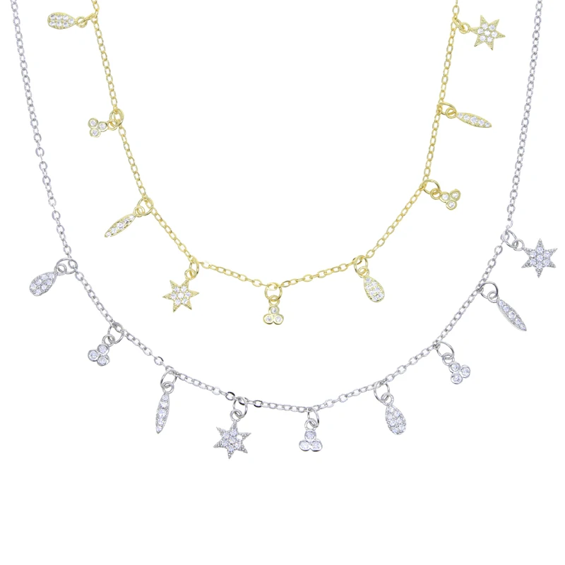 promotion  factory new arrive USA hot selling star tear drop cz drip charm choker statement necklace