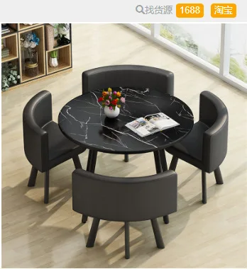 Modern Luxury Wood Kitchen Restaurant Tables and Chair Sets Room Furniture Small Round Marble Wooden Dining Table Set 4 Chairs