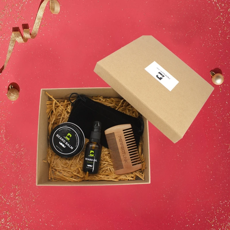 Professional 6pcs Hair Beard Care oil Grooming Balm Set Organic Beard Grooming Trimming Care Kit For Men