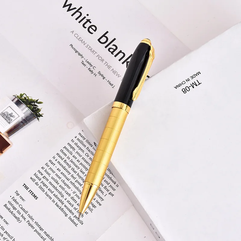 Ballpoint pen gold-plated gold signature square checkered signature business office pen