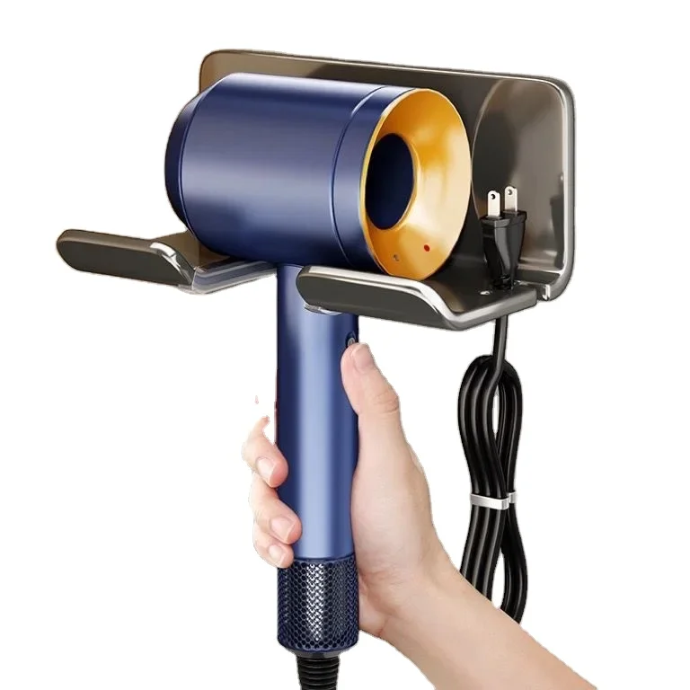 Hot selling Wall Mount Hair Dryer Holder, Hair Dryer Blow Rack Organizer Adhesive for The Bathroom