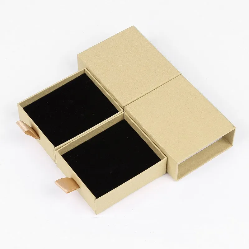 
Luxury private label small rectangle kraft paper eva foam custom Jewelry boxes for ring earring 