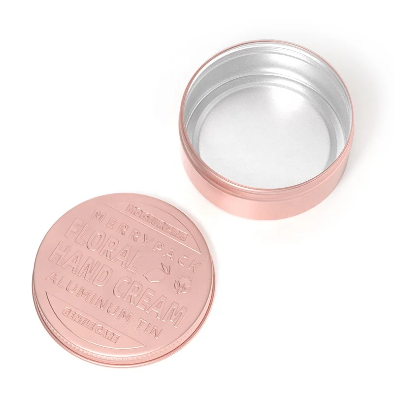 custom matte pink emboss printing hair wax cosmetic cream  tin container metal aluminum tin jewelry earring can
