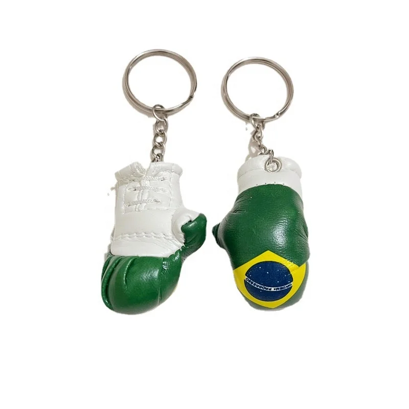 Peru UK Brazil Italy Mexico Spain  Flag Key chain Mini Boxing Glove Key Chain  Mini Key Chain Ring Fob country Gift