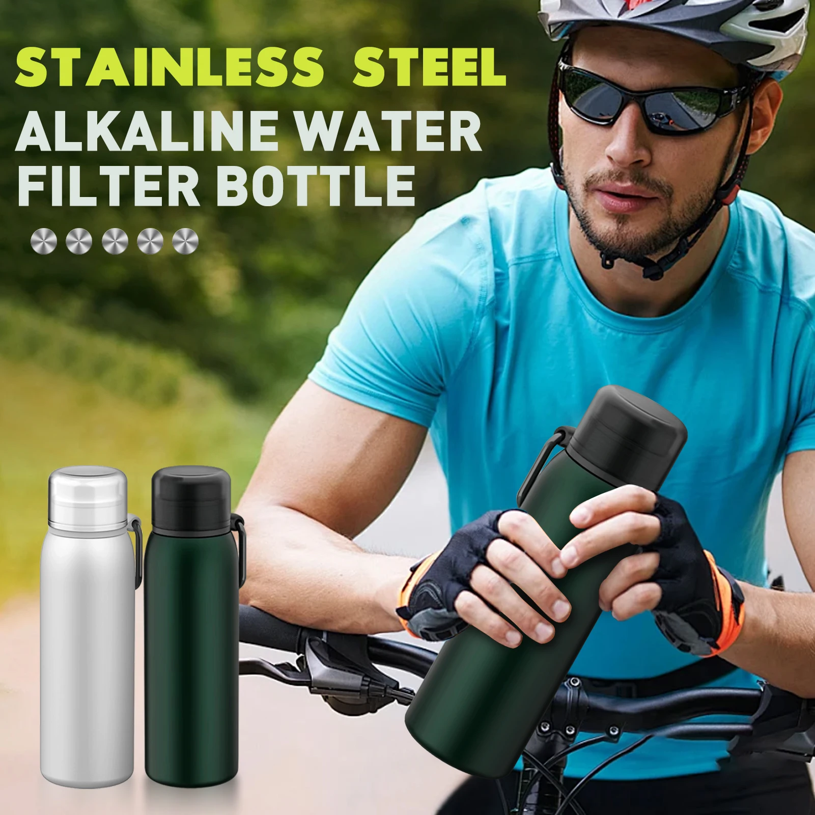 Factory Price 304 Stainless Steel Portable Outdoor Hiking Camping Drinking Self Filtering Activated Carbon Filtered Water Bottle
