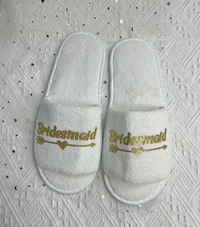 Custom Bride Bridesmaid Slippers Women Disposable Slippers For Wedding