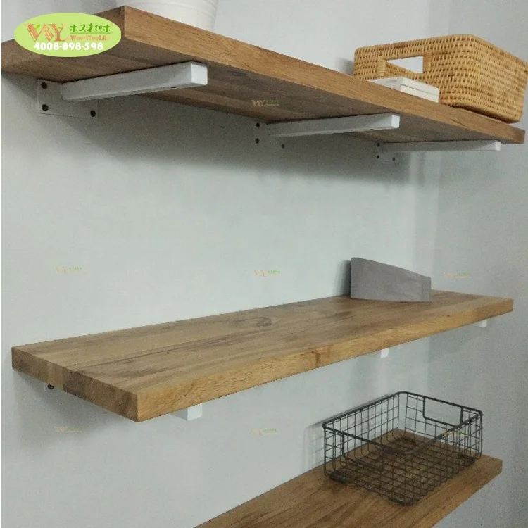 Customized Solid Wood Wall Shelves for Home Decoration /iron wood stacking racks &