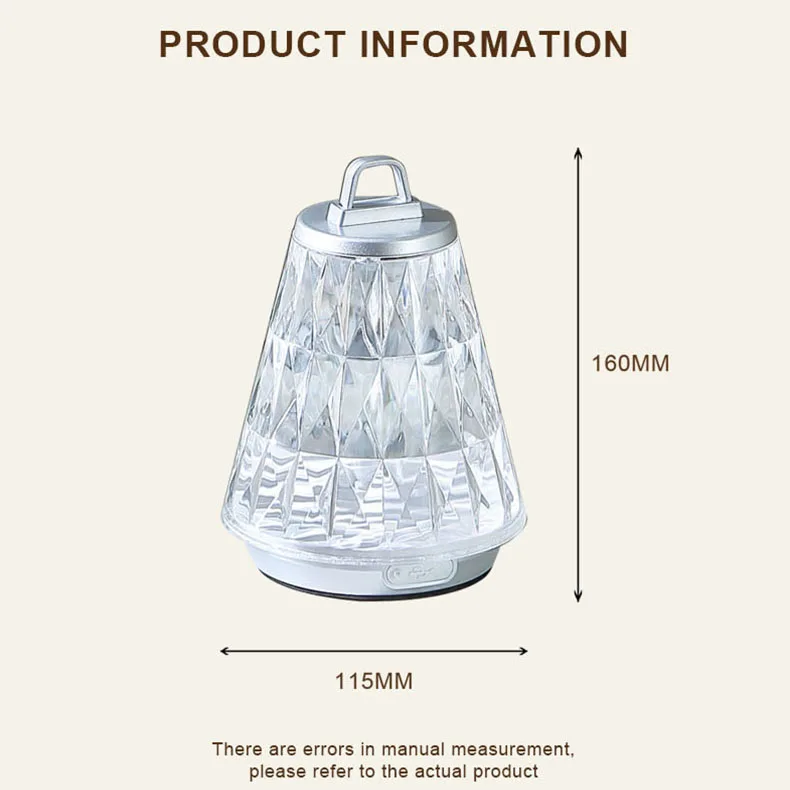 New Product Outdoor Beside Modern Luxury Crystal Wholesale Portable Rechargeable Cordless Design Touch LED Table Lamp Restaurant