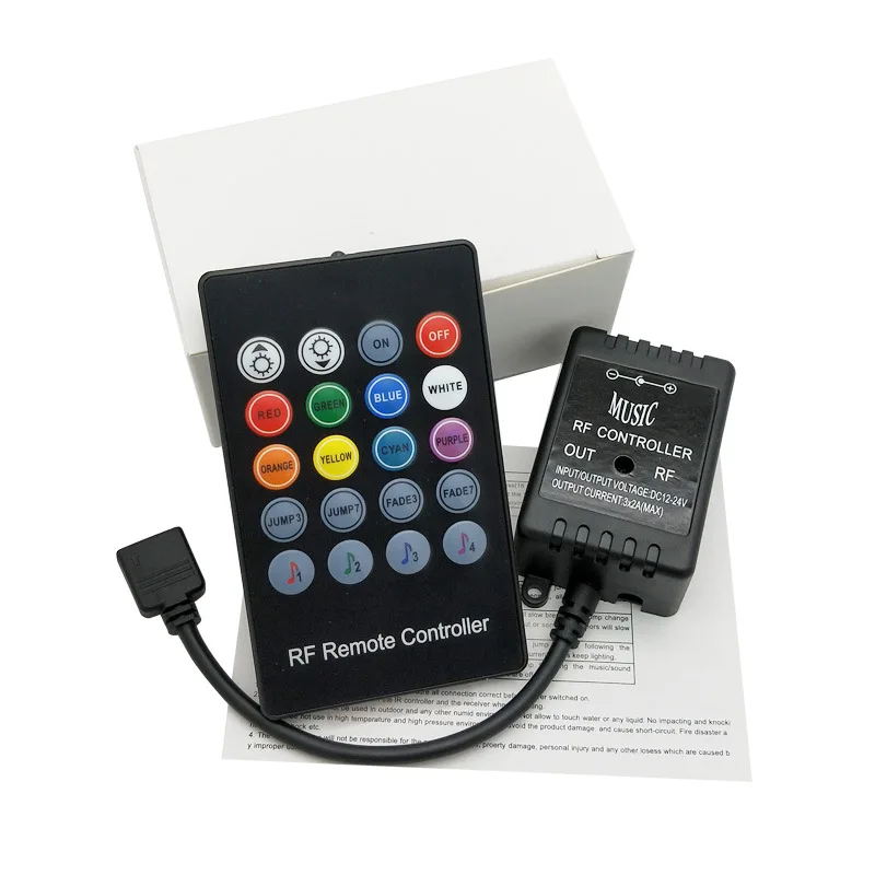 Smart rgb wireless RF colorful led strip controller color changing 20 key 4 pin music sound control remote led dimmer controller