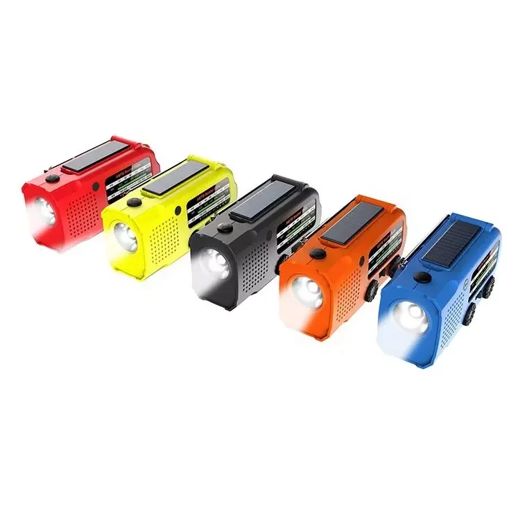 Hot sell Emergency solar hand crank led flashlight noaa am fm weather portable radio with 5000mAh power bank