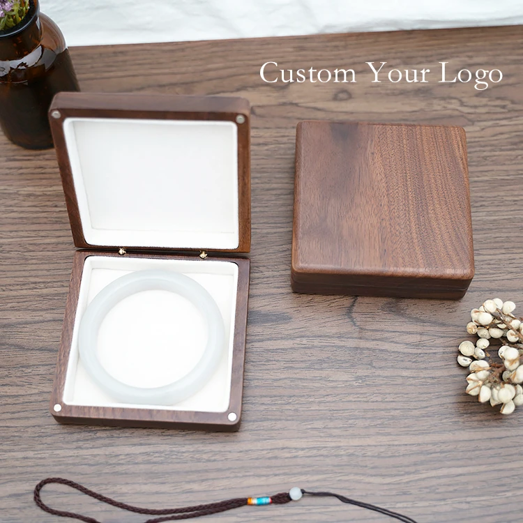 Custom Logo Luxury Gift Packaging Jewelry Display Medium Large Walnut Wooden Bracelet Box