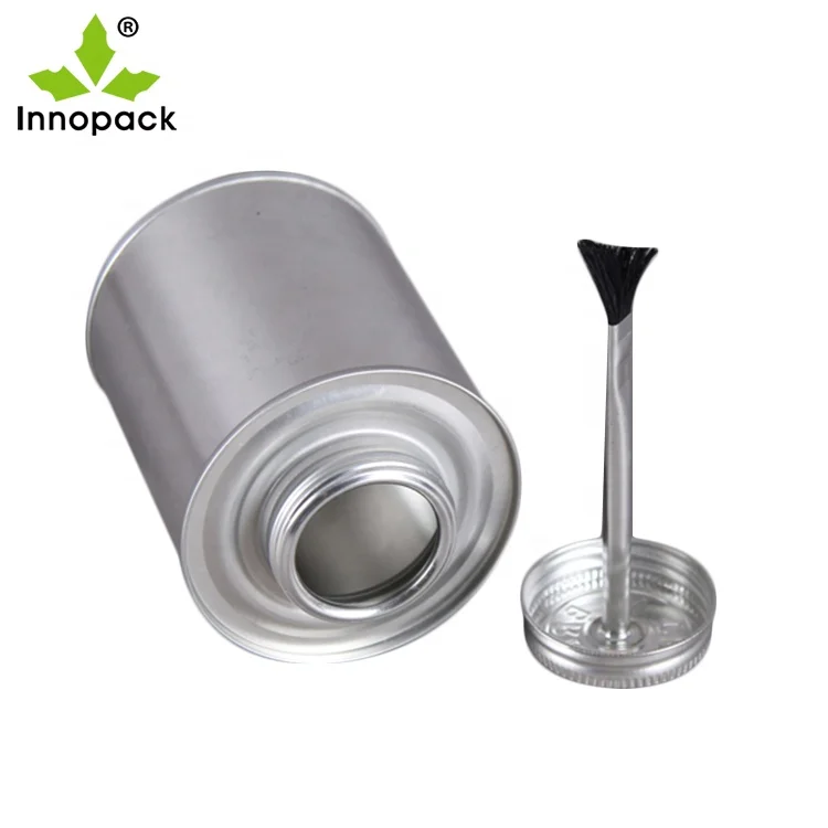 Custom Glue Tin Can With Brush Metal Adhesive Can for PVC Solvent Cement Package