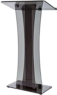 Clear Acrylic Podium for Floor with Open Back and Shelf