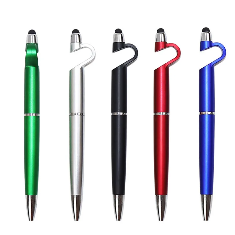 Promotional Blue Plastic Ball Pen Custom Logo phone holder touch screens pens for ipone ipad android phone