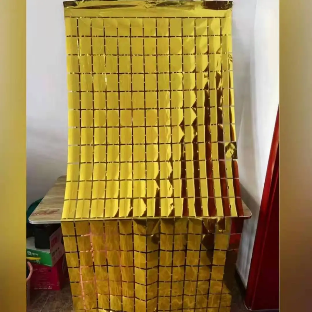 2021 фон для дня рождения, украшение для стены, штора от дождя, Золотые Квадратные занавески из фольги