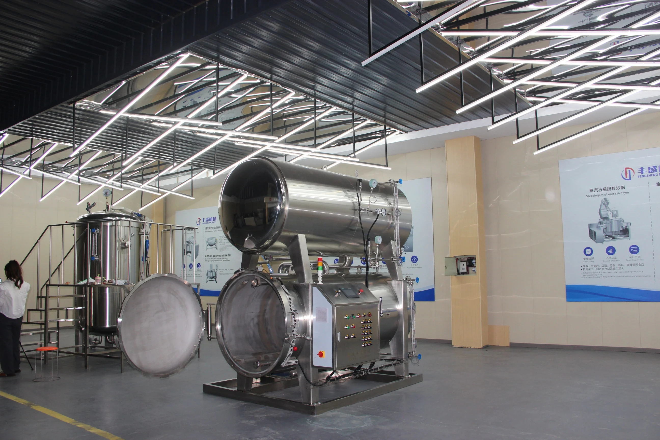 Automatic  double  hot water immersion type fish  food  sterilization canning sterilizing retort machine