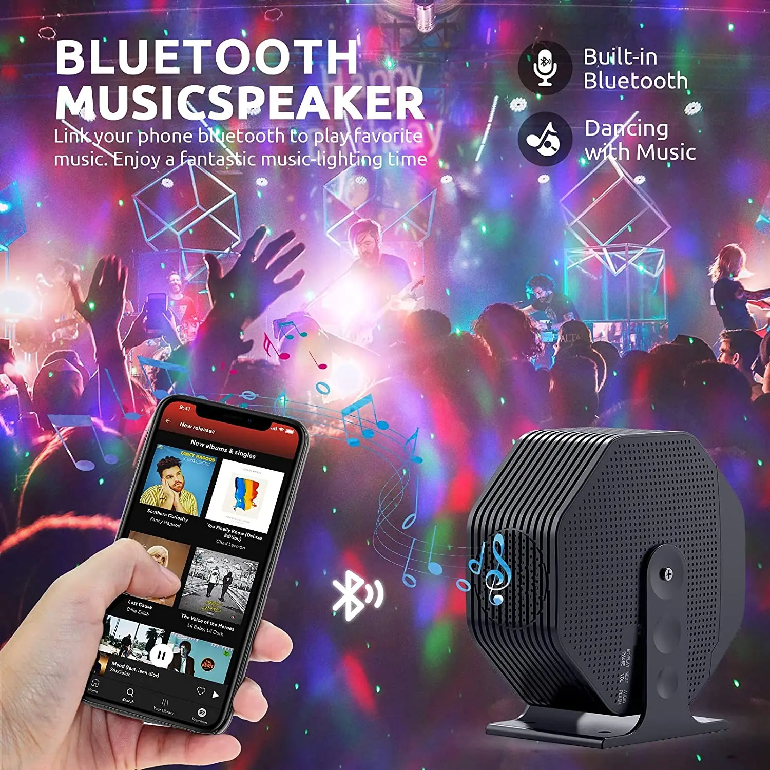 Bluetooth Speaker Remote Control Timer Rotating Night Light Sky Star Bright Projector For Kids Adults Birthday Party