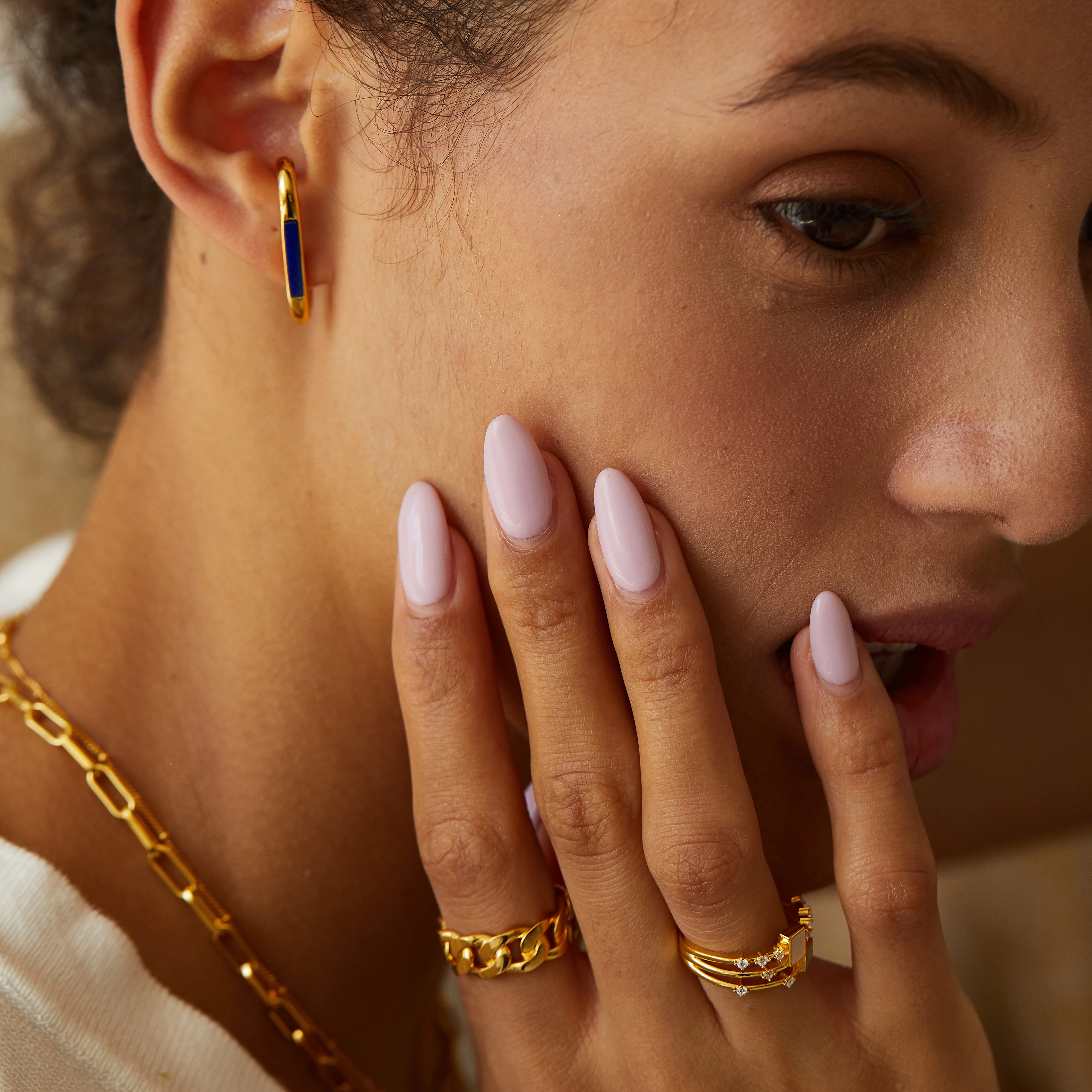 Blue natural lapis gemstone stud earrings smoke hoop gemstone sterling silver 925 stud earring charm for women jewelry set