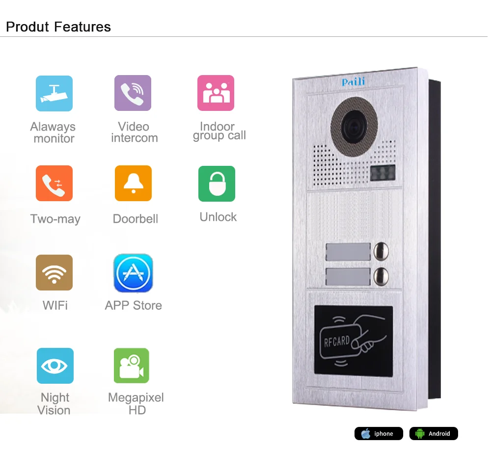 2 wire 10 inch video waterproof door bell apartament video intercom