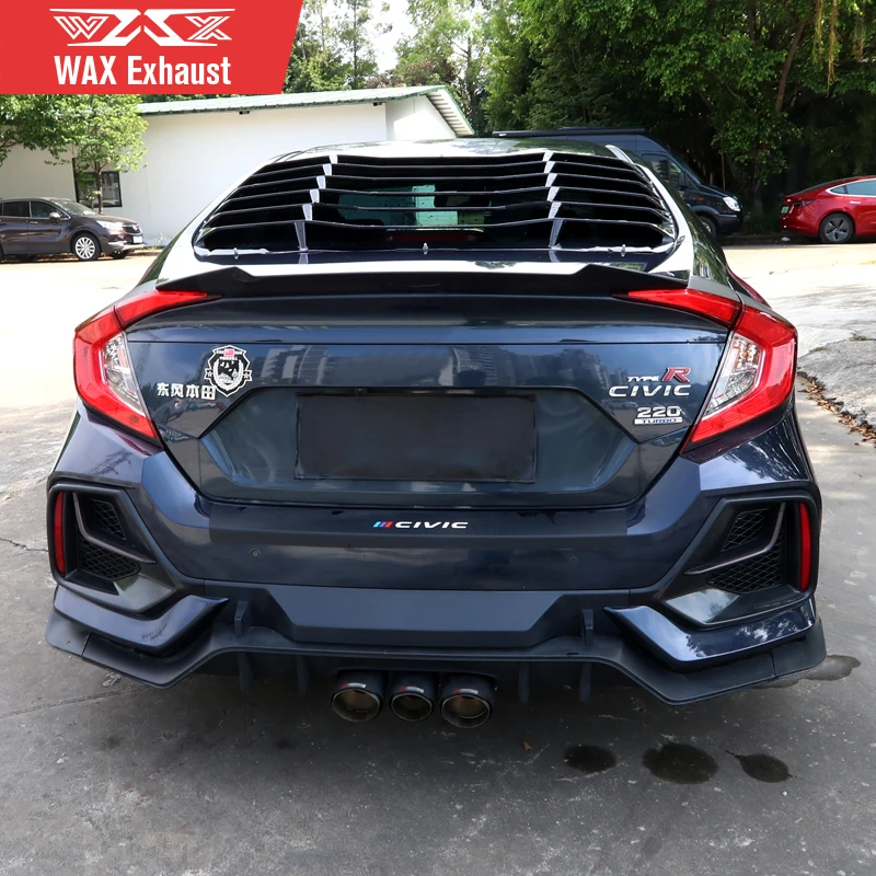 Performance Valvetronic Exhaust System for Honda Civic 2016-2021 Valved Exhaust Catback Carbon Fiber Tri-outlet Taippipes