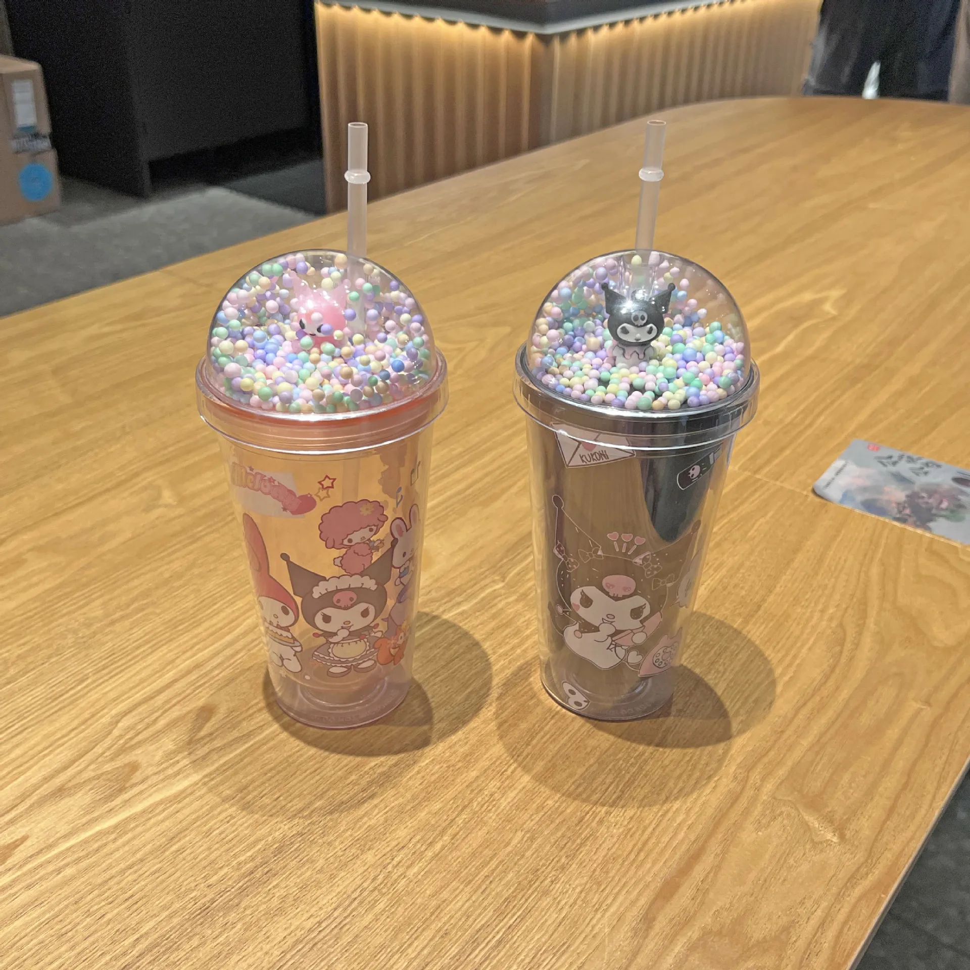 Stitch plastic water cup with straw kids cartoon character drinking cups with straws