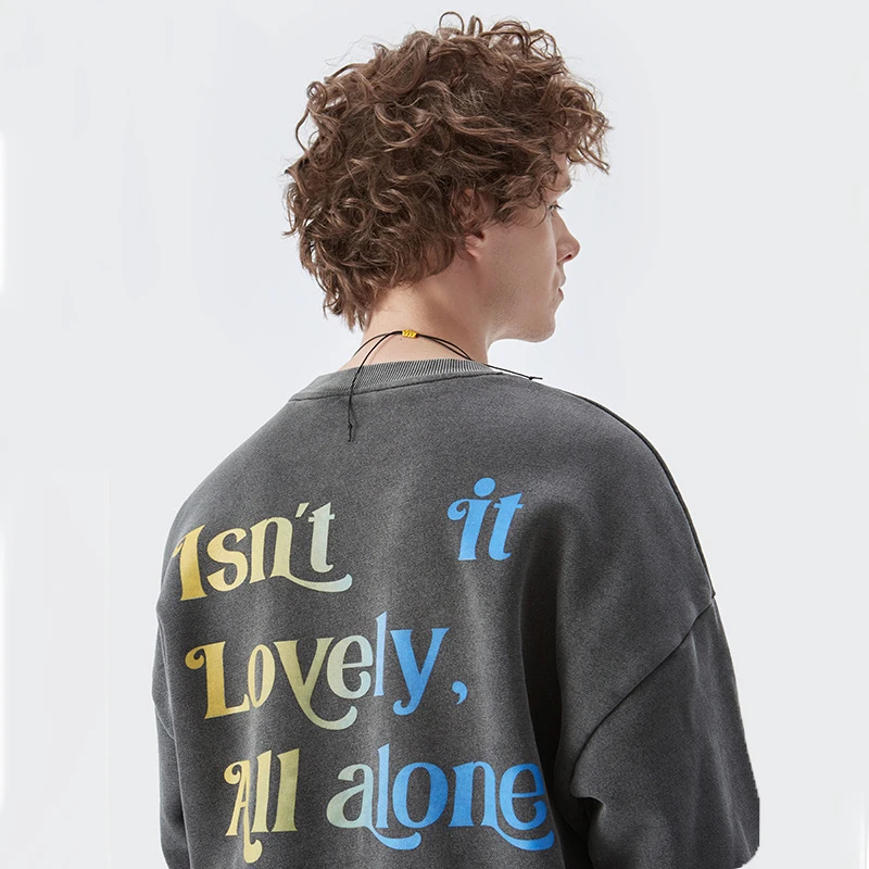 Wholesale Custom Gradient Printed Sweatshirts Unisex Oversized Pullover Crewneck Sweatshirt Men