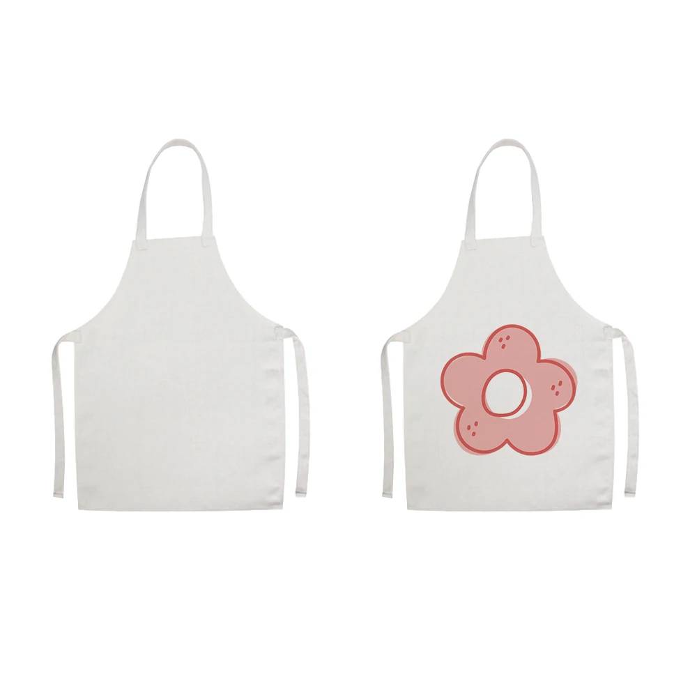 Детские фартуки для готовки оптом, Детские фартуки с оборками и пользовательским принтом, чистые кухонные фартуки из белого льна