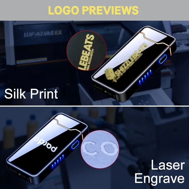 Windproof Personalised Usb Electronic Flameless Cigarette Lighter with Led Light