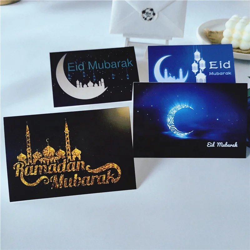 2023 new arrival Ramadan eid mubarak card with envelope sticker 6 pcs/1set accept customize blank greeting card