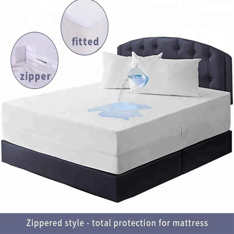 Hypoallergenic Knitted Cotton terry Bed Pad Cover Waterproof Mattress Protector Bedsheet Mattress Encasement