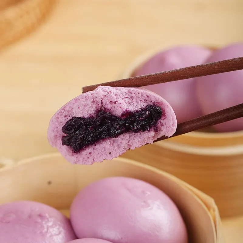 Popular Frozen Food Chinese Pastry Steamed Bun Heated Instant Purple Potato Steamed Bun Sweet Pastries Wholesale Breakfast