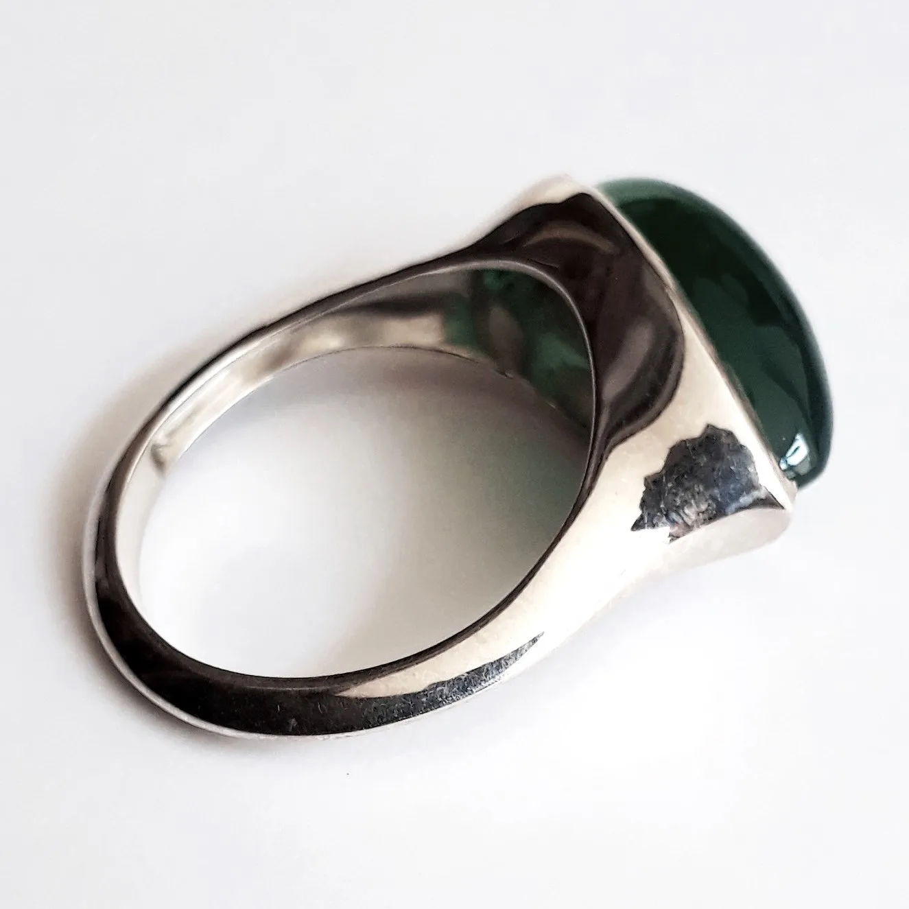 Antique Look Sterling Silver Malachite Cabochon Gemstone Bezel Set Ring Gemstone Silver Rings