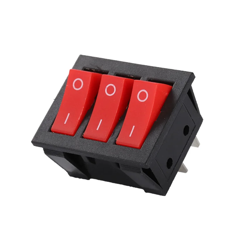 KCD9 6 pin 40*33mm ON  OFF  3 Power Push Button Switch 15A 250V 3PST waterproof boat rocker switch Without  Light