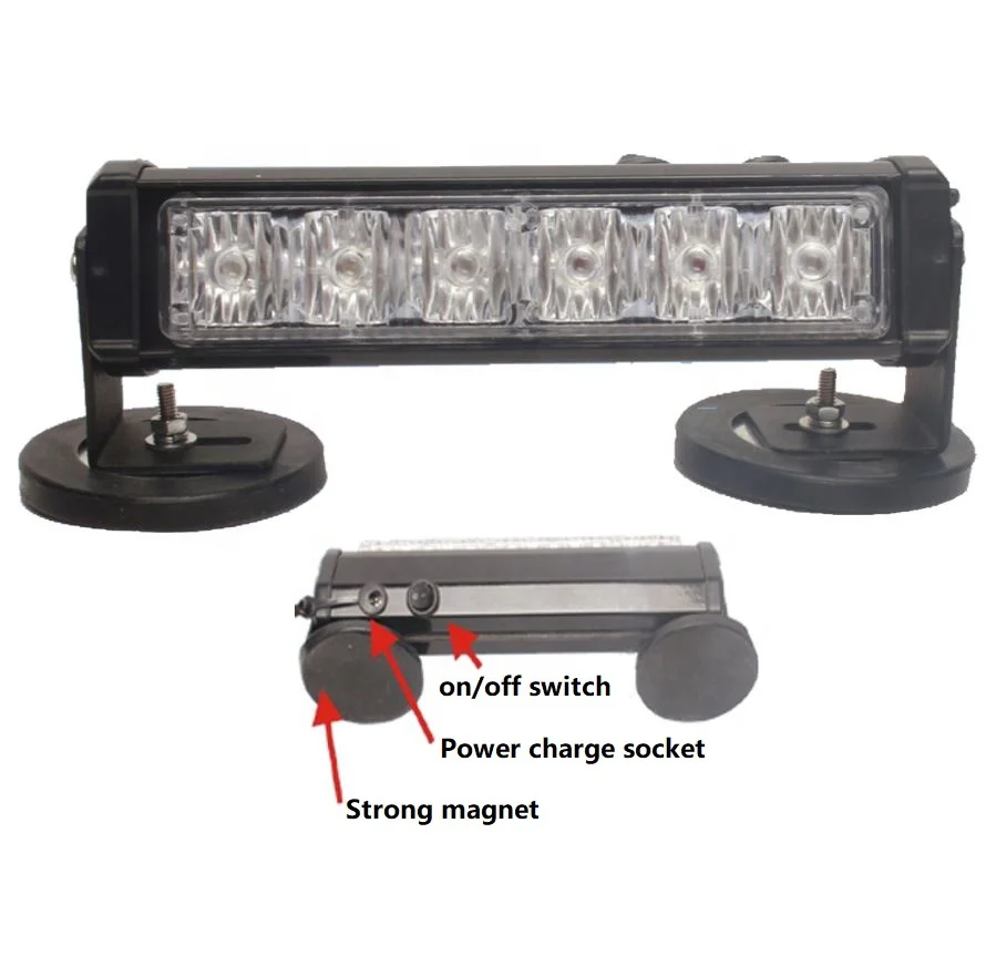 Portable rechargeable battery powered magnetic mount led strobe light for tractor forklift crane truck flash strobe light