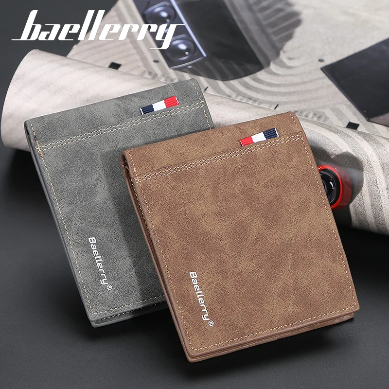 wholesale billeteras baellerry slim anti theft mens wallets bifold leather pu portefeuille homme cuir de luxe wallate men wallet