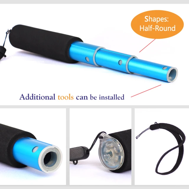 Half-round Aluminium Portable Multi-function Selfie Stick Telescopic Pole