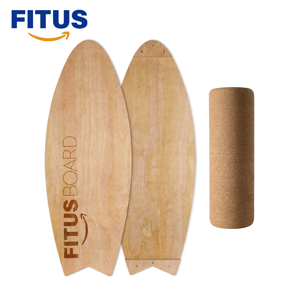 
FITUS Custom Fish Shape Wooden Balance Board Trainer Cork Roller Board 