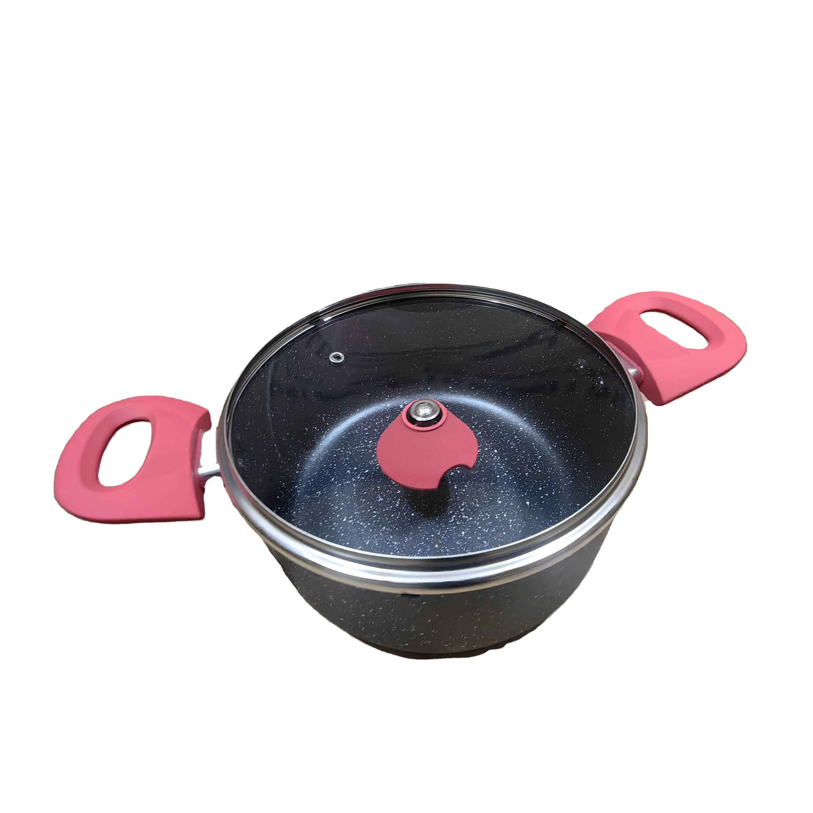 Color Box Packing Non-Stick Double Silicone Soft Touch Ear 30cm 2.5mm Granite Coating Sauec Pot Induction Factory Outlet