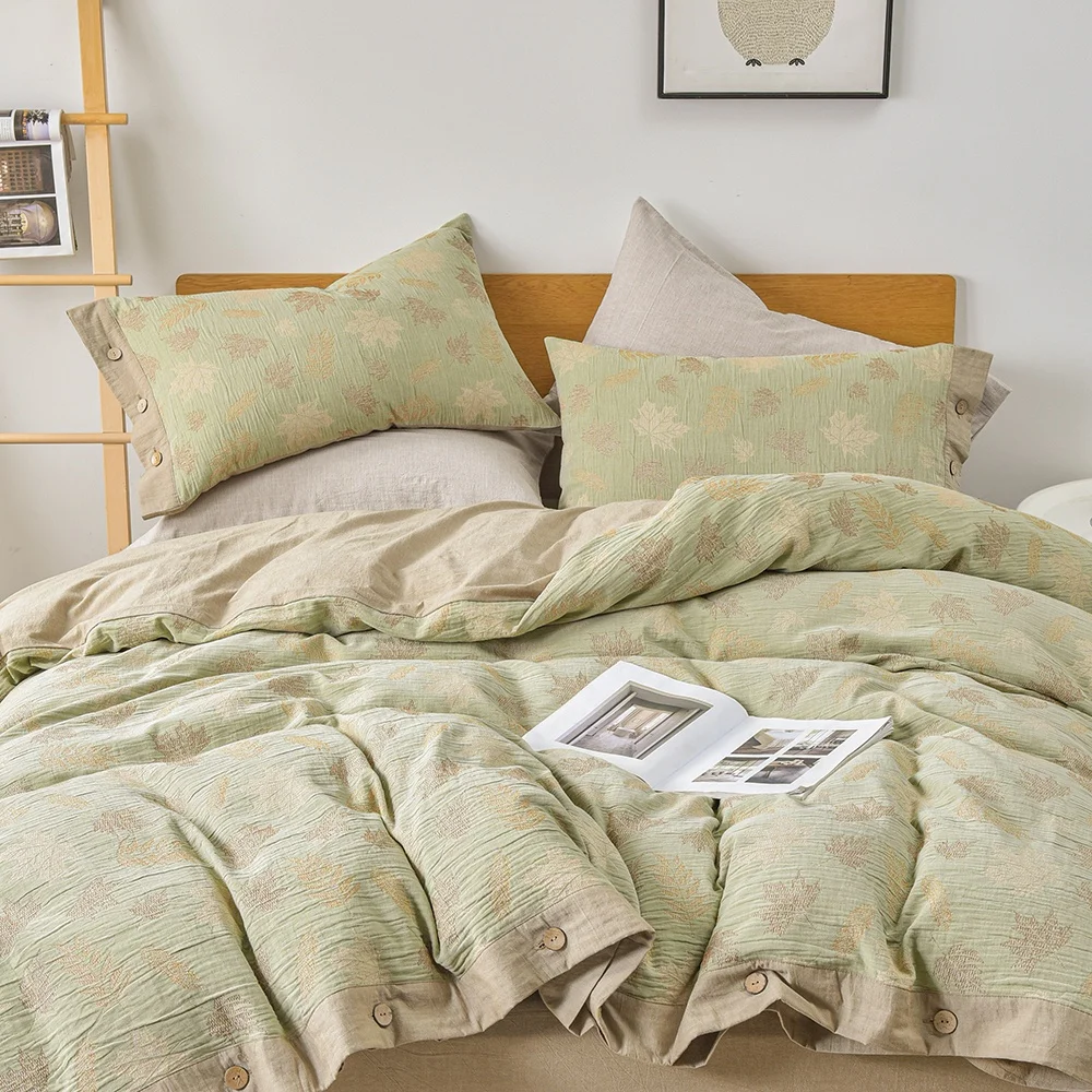 100 cotton pale green autumn leave plant farmhouse bed linens bed linen king size online fashion soft for farmhouse holiday