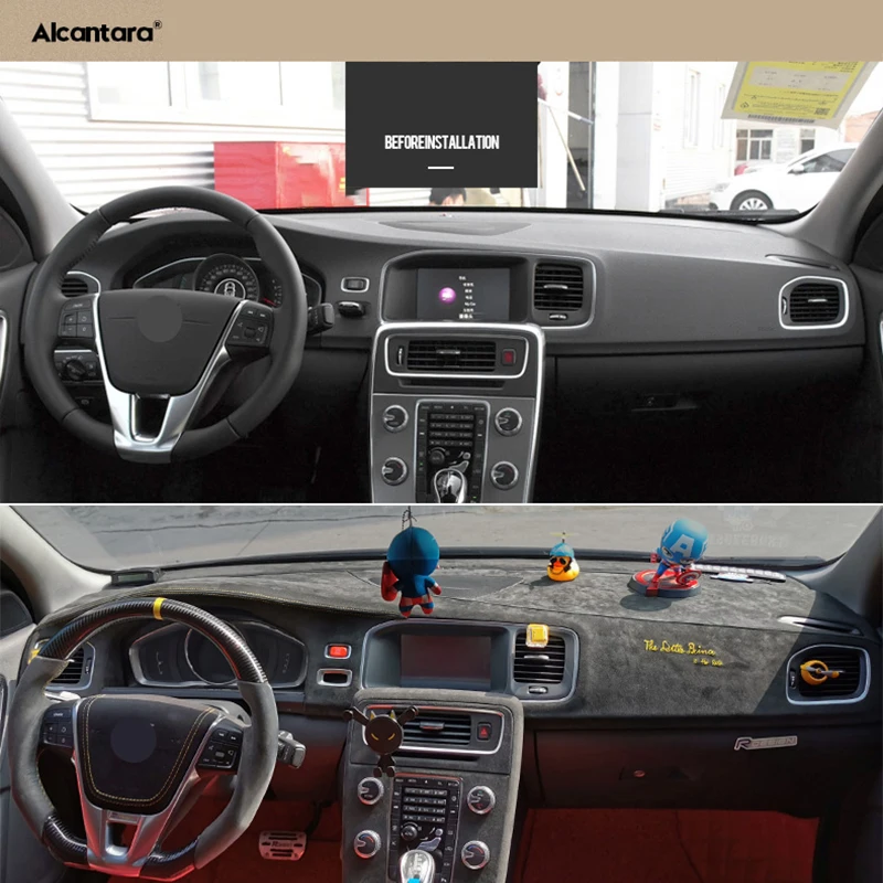 Dashboard Cover in Alcantara for Volvo S60 2015 - 2019 V60 2014-2017 Car Accessories Modification Interior Kit High quality