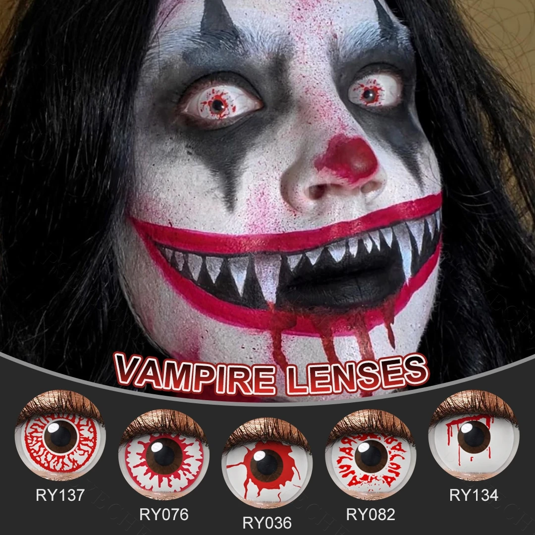 Colored Contact Lenses Cosplay Bloody Scared Anime Contacts Yearly Crazy Contact Lens Eyes Lens Halloween