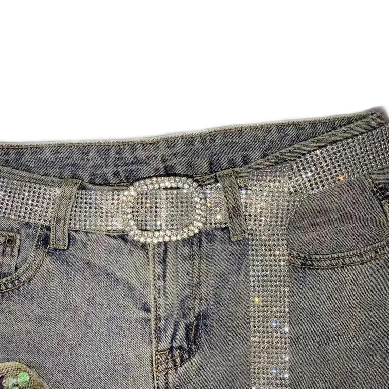 Europe and the United States ladies hot selling new full rhinestone inlaid PVC plastic belt belt manufacturer leather belt women