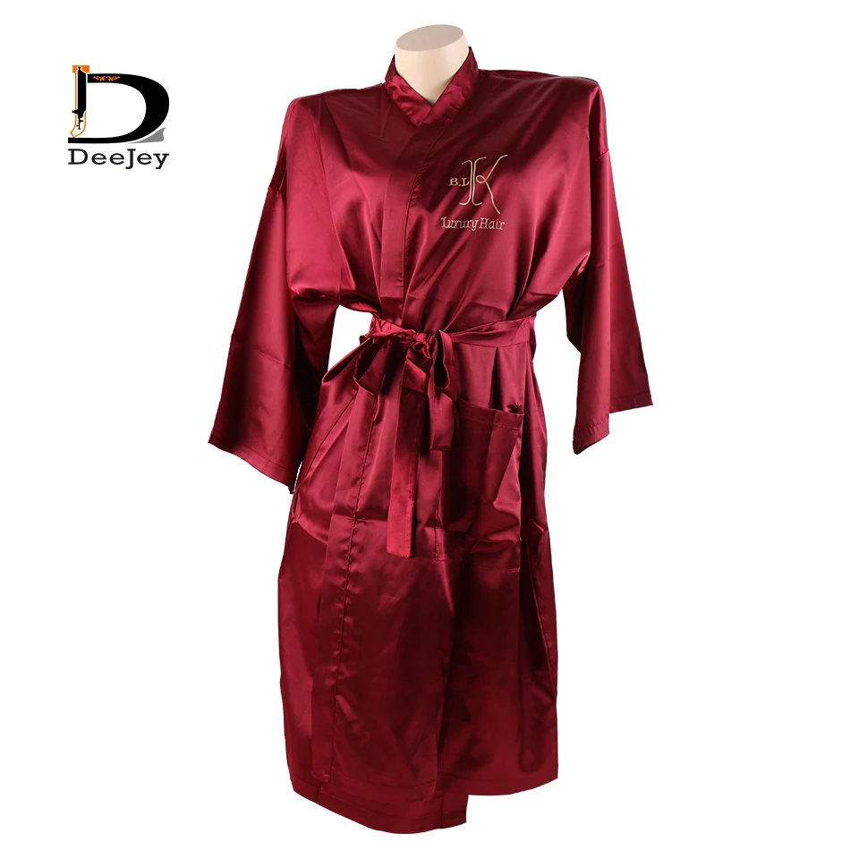 Wholesale Custom logo Sexy Nighty Satin Silk Bathrobes Sleepwear Bridal Wedding Robe Barber Guest Spa Robe