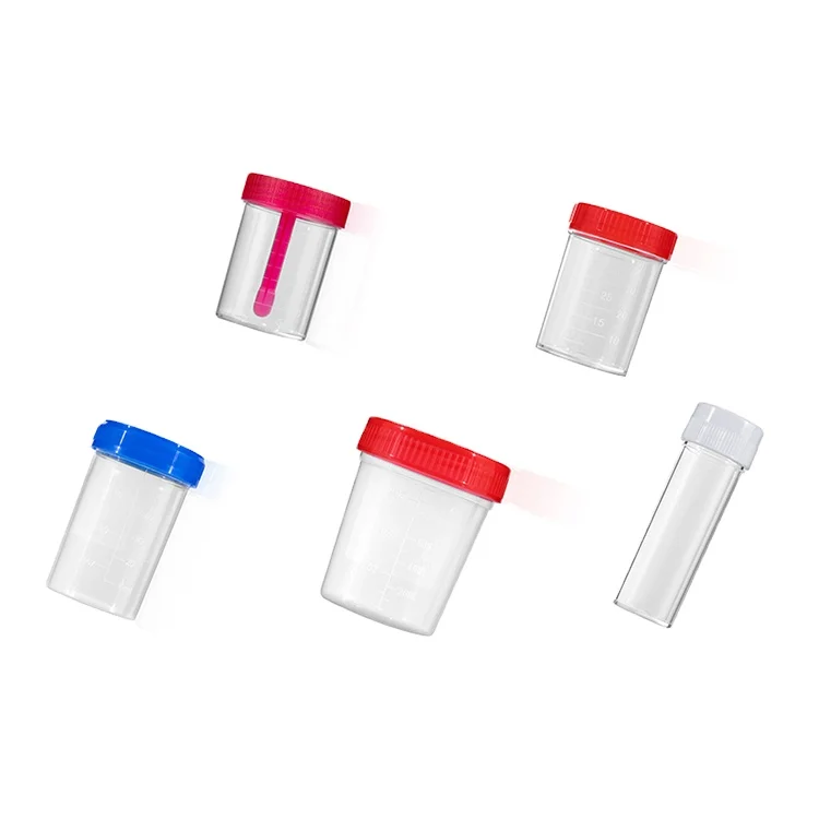 Одноразовый пластиковый контейнер для мочи 100 мл с винтовой крышкой-L