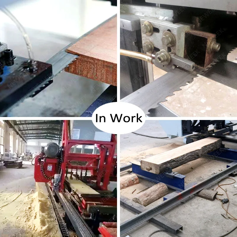 Neweek Woodworking gas/diesel/electric Wood cutting machines portable wheels trailer sawmill horizontal bandsaw sawmill