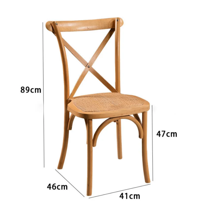 European Solid Wood Beech Wedding Cross Back Fork Chair Wood Color Meeting Living Room Dining Room Backrest Dining Chair Wooden