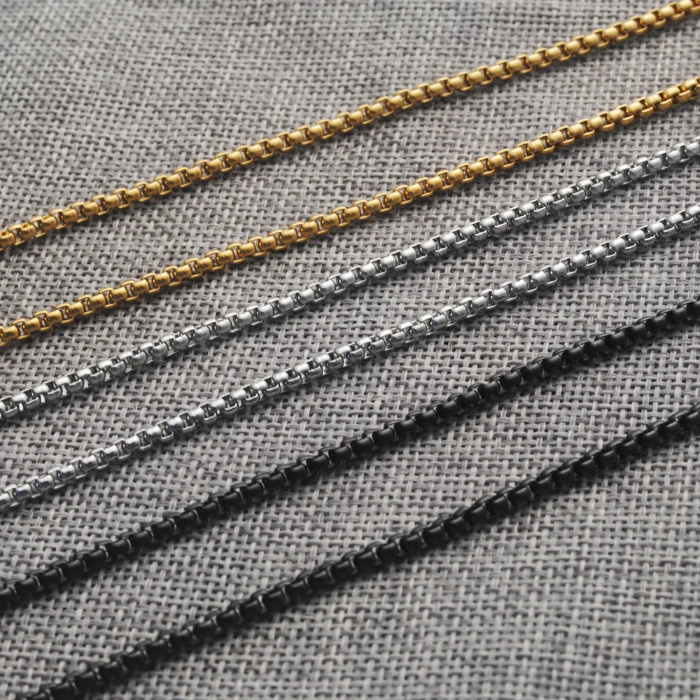 Wholesale Stainless Steel Necklace Chains Bulk Gold Silver Black Box Chain Necklace Diy Necklace Accessories for Unisex