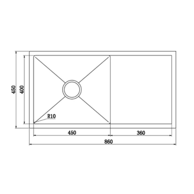 Single Bowl Handmade Kitchen Sink 304 Stainless Steel 1 Piece Silver Carton Box Square Modern Black Kitchen Sink Black Kithcen