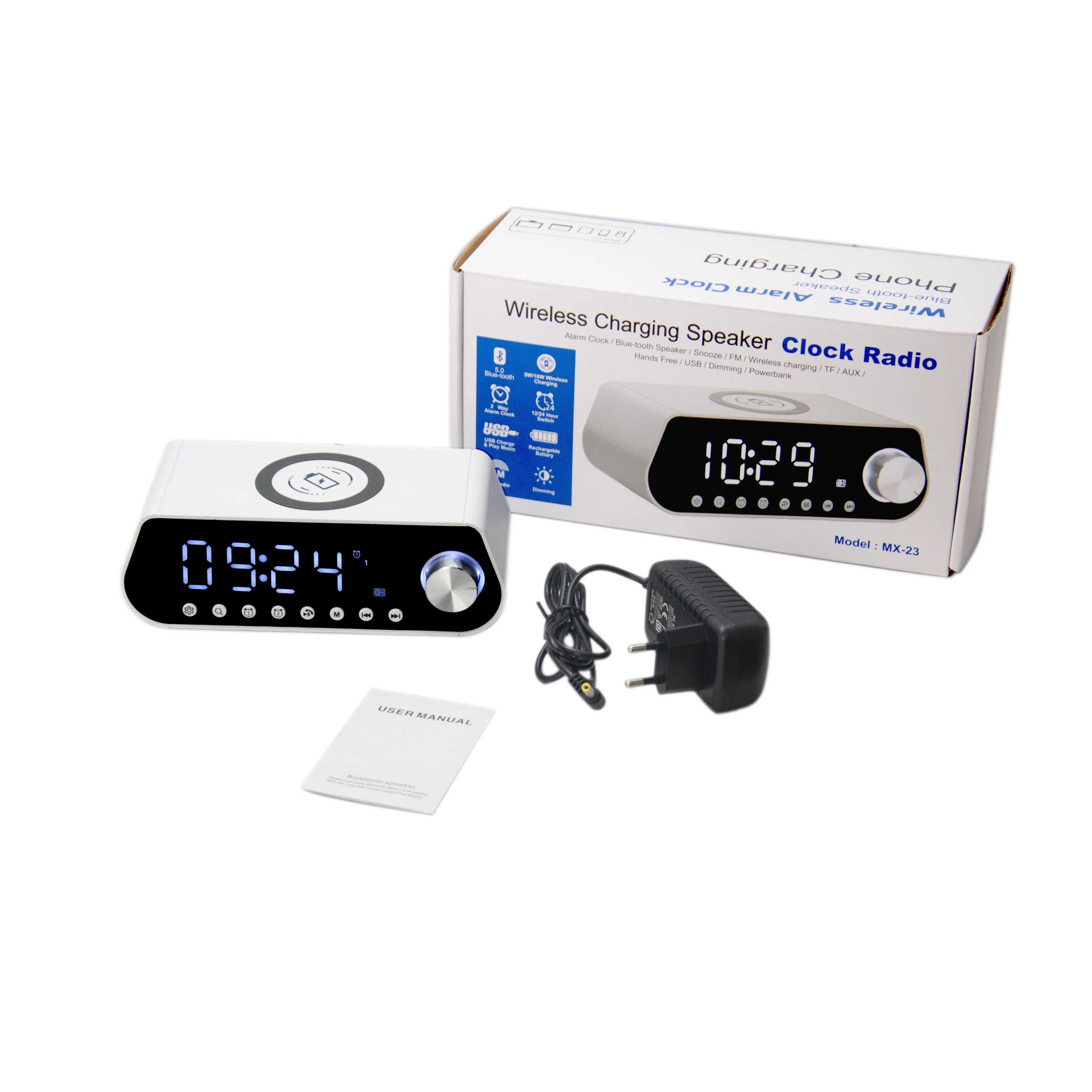 New Modern Smart Best Wireless Charging LED Alarm Table Clock 15W 3 in 1 Wireless Charger